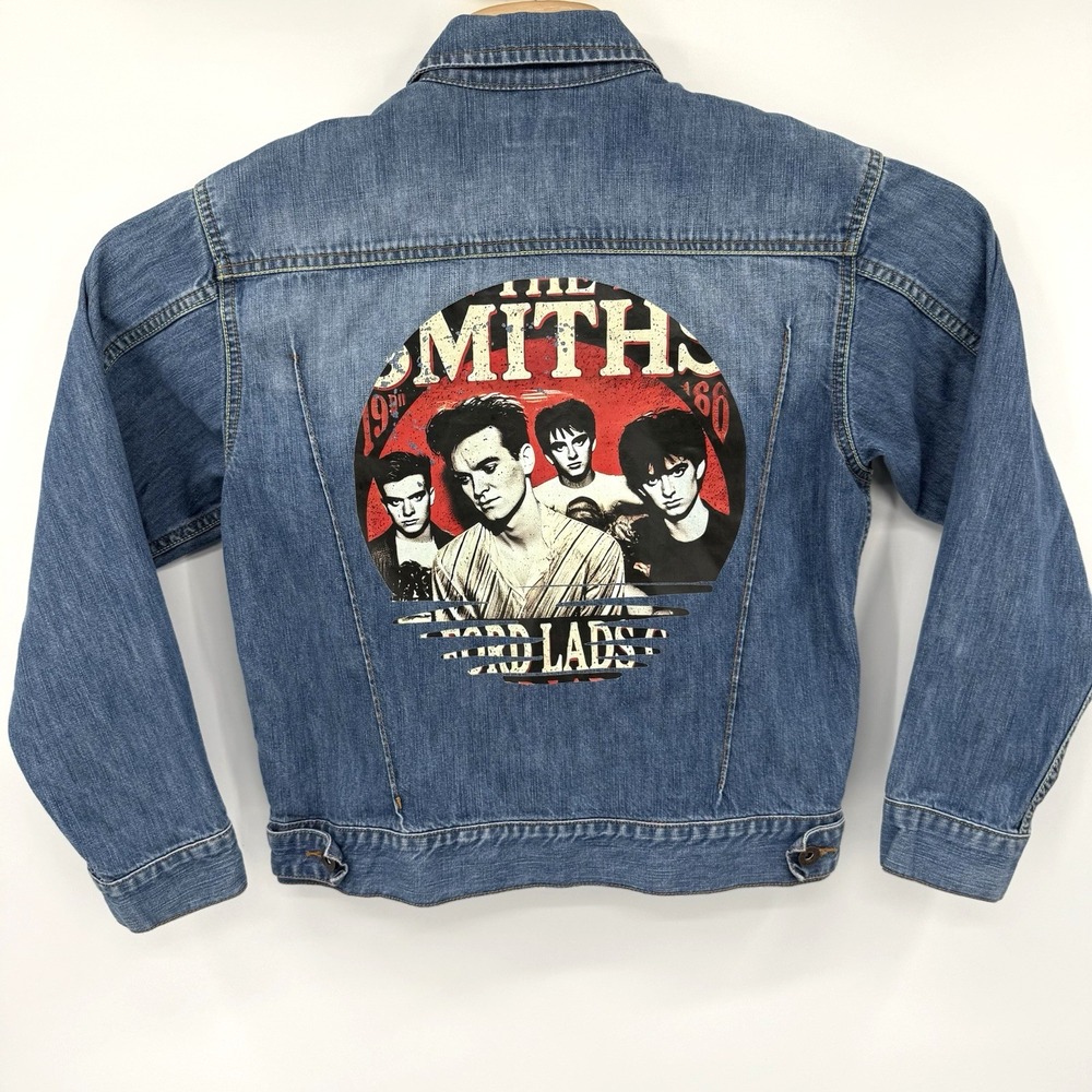 Guess Jeans Denim Jacket Boys M 12-14 Blue The Smiths Band Graphic Trucker USA
